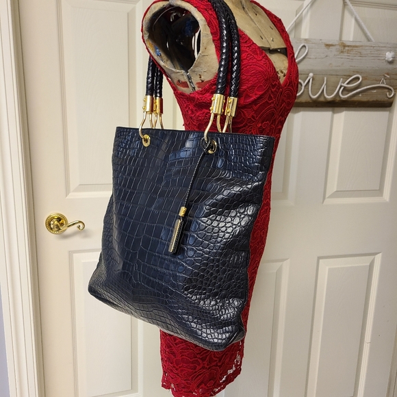 Rare Michael Kors Black Handbag Shoulderbag Tote - Picture 2 of 16